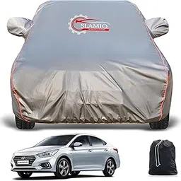 Heavy-Duty Car Body Cover for Hyundai's Fluidic Verna (2011-2016) | Waterproof, Dustproof, UV Protection, Custom Fit, Heavy Belt & Buckle with Mirror & Antenna Pocket | Dark Grey-image-16