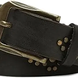 art n vintage Leather Belts for Men with Metal Buckle - Mens Casual Jeans Dress Belt - Handcrafted Waist Belt - Black (34"- 36")-picture-43