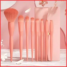 Wolpin Makeup Brush Set (8 Piece) Pink with PU Bag Synthetic Bristle Foundation Face Powder Blush Eyeshadow Brush Makeup Brush Kit-picture-19