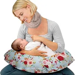 KRADYL KROFT 5in1 Baby Feeding Pillow with 100% Cotton Removable Cover | Breastfeeding Pillow | Nursing Pillow with Belt and Hoop (Blue Flora)-image-4