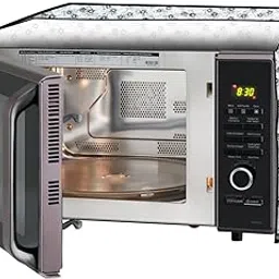 Stylista microwave oven cover compatible for Samsung 28 Liters Convection MC28A6035QS/TL, Dustproof, stainproof, Wipeable cover, Floral Pattern Light Gray-picture-13