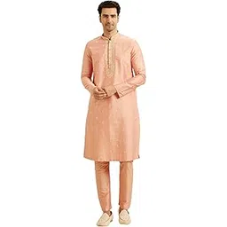 manyavar Men's Viscose Blend Floral Thread Embroidery Kurta Set (2pcs)-picture-31