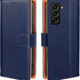 J.DL Galaxy S21 Case, Notebook Type, S21 Notebook, SC-51B SCG09, Stylish, Galaxy S21 Case, Notebook Type, Mobile Phone Cover, Leather, Shockproof, Abrasion Resistant, Full Protection, Magnetic, Card Storage, Stand Function, Pleasant Texture, Popular, High Quality, Compatible with 6.2 Inch (Blue) image 1