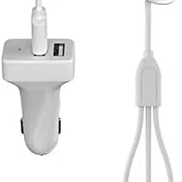 Bleaws C Type Cable Fast Charging- 3 in 1 Super Quick VOOC Mobile Car Charger Compatible for iPhone, Type C, and Micro USB Android, High Speed 3.1A Plug Adapter Socket, Retractable Cable 1.2m-image-56