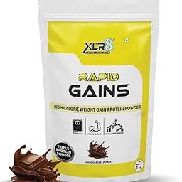 XLR8 Rapid Gains with High-Protein and High-Calorie Formula for Mass and Weight Gain with 11 Essential Vitamins, No Added Sugar, Triple Protein Source (Chocolate, 1 Kg Pack of 1)-image-41
