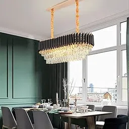 Aurora LIGHTS Rectangular Crystal Chandelier with Gold Frame – Multi-Tiered Ceiling Pendant Light, 800mmx300mm.-picture-34