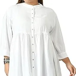 saakaa Women's Rayon Plus Size White Solid Top-picture-14
