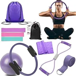 BananaHome Pilates Rings for Women, 11 Pack Pilates Rings for Home Workout Equipment, Tension Belt, Pilates Stretching Equipment, 25 cm, Resistance Band for Legs, Arms and-image-15