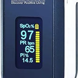 MEDITIVE Fingertip Pulse Oximeter, Dual Color OLED Display Blood Oxygen Monitor with Alarm Feature with Perfusion Index - PI Index and Respiratory Rate (Black Color)-picture-20