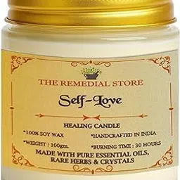 Healing Candle – 100% Soy Wax, 100g – Made with Essential Oils, Herbs & Crystals – 30-Hour Burn || The Remedial Store (Self Love)-picture-45