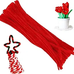 Forty Wings 25 Pcs Christmas Pipe Cleaners, Craft Pipe Cleaners, Pipe Cleaners Chenille Stem, Pipe Cleaners for Creative Christmas Decoration Supplies Arts and Crafts Project (Red)-image-90