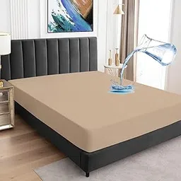 BeyBee 100% Waterproof Premium Cotton Terry Mattress Protector | Breathable, Hypoallergenic, Washable & 2X Absorbency | Ultra Soft Easy Elastic Fitted Bed Protector (Size-78 * 36, Beige) image 1