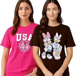 my swag Womens Combo T-Shirts, Printed Cotton Tshirts, Casual Summer Wear (Cotton, Pack of 2)-picture-37