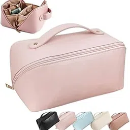 Lovzilly Cosmetic Organizer Bag - Travel Makeup Bag, Large Capacity | Waterproof Portable & Spacious Pouch | Wide Opening | Divider and Handle (Pink)-image-59