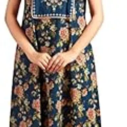 nihsamah Cotton Nighty for Women — Embroidered & Printed Stylish Night Gown, Comfortable Sleepwear Long Nightwear, Maxi-picture-17