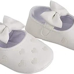 babymoo Hearts With Bow Comfortable & Breathable Baby Unisex Booties | Cozy Fleece Infant All Seasons Footwear White Booties-picture-35