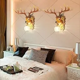 GM Art Wall Mounted Night Lamp with Deer Head | Home Decor Light for Living Room & Bedroom |Home& Office décor | Handicraft Wall Decoration with Lamp-picture-25