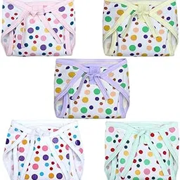 Baby Cotton Nappies - Random Printed, Reusable, Cushioned Nappy for Newborns and Infants (Polka Dot, 0-6 Months)-picture-19