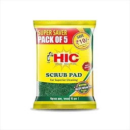 HIC Nylon Fibres Scrub pad with ALOX Particle Stain Cutters for Removing Oily deposits Combo Pack (Pack of 5x2 Total 10Pcs) image 1