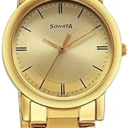 sonata Classic Quartz Analog Champagne Dial Golden Stainless Steel Strap Watch for Men-7987YM13W/NT7987YM13W-picture-21