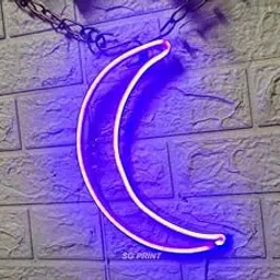Wall Mitra Moon Neon Sign/Light Neon LED Light, Decorative Light for Room, Glass Tube Lights Sign for Bedroom, Party and Bar (PURPLE)12X6 inch-image-75