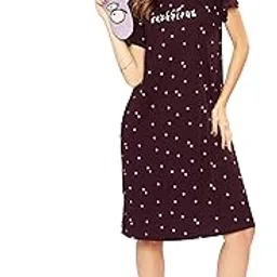 weet Women's Cotton Night Dress Dot Printed Knee Length Night Gown-picture-31