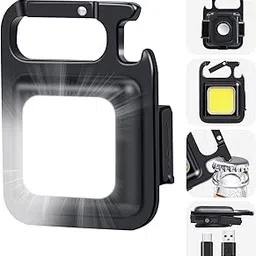 Mufumes Multifunction Keychain Led Light with Bottle Opener, Magnetic Base and Folding Bracket Mini Cob 500 lumens Rechargeable Multifunctional Emergency Keychain, Metal-picture-24