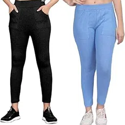 shhlok Women Pocket Jeggings/Fabric - Soft Bun Cotton/Fit - Ankle Fit / 2 Combo-picture-55