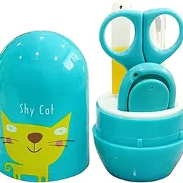 Baby 4 In1 Sea Green Manicure Pedicure Grooming Essential Nailkit Set With Protective Case Baby Nail Clippers Scissor Nail Filer & Nasal Ear Tweezers For Newborn Infant Toddler (DESIGN 6)-image-87