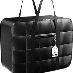 Heart Home Storage Attachi Bag | Parachute Travel Storage Bag | Underbed Storage Bag | Storage Organizer for Clothes | Zipper Closure Blanket Bag with Handle | Small | Black-image-78