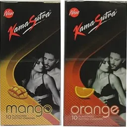 Kama Sutra Mango+Orange flavoured dotted condoms 10s(Pack of 2 one each)-image-51