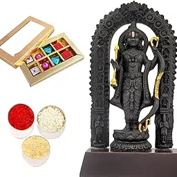 MANTOUSS Bhai dooj gift set for brother/bhai dooj tika/bhai dooj tikka set/bhai dooj tika chawal/bhai dooj gift for brother/bhaiya dooj tikka-box of chocolates+ram lalla idol+roli,chawal and chandan-picture-70