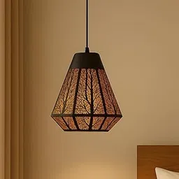 R2S2 Modern Black Metal Hanging Pendant Light with Tree Pattern Cutwork – 3-Color Ambient Ceiling Lamp (Warm/Neutral/White) for Bedroom, Living Room, Café, or Dining Area (Single Piece) (Set of 3)-image-99