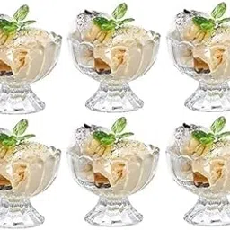 Ice Cream Bowl Set Crystal Clear Cut Glass Cups,Pudding Bowls, Deep Bowl, Transparent Cup, Tableware Set,120ml 6 Pcs-picture-11