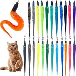 Cat Toy Worm Refills, 24 Pieces Interactive Cat Wand Attachments Worms Toy for Indoor Cats image 1