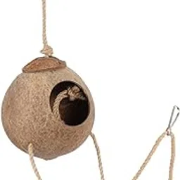 Balacoo Lizard Tank Accessories Crested Gecko Hide, Coconuts Shell Shelter with Ladder, Natural Lizard Shell Hideout, Home Condo for Reptiles Cave Habitat Leopard Gecko Tank Accessories image 1