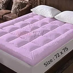 YUKU King Size Mattress Topper | 100% Cotton Breathable, Stretchable & Waterproof Mattress Cover | Soft Quilted Protector for King Bed (Pink)-image-94