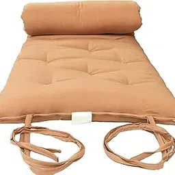 INDIAN DECOR 80367 Futon Furniture Queen Size Black Cotton/Foam/Polyester Traditional Japanese Floor Rolling Futon Mattresses, Yoga Meditation Mats, Beds 3 x 45 x 80 - Beige-picture-36