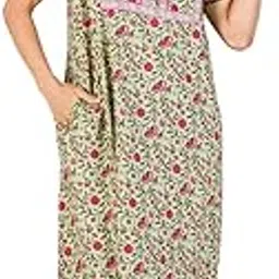 evolove Women's Cotton Long Maxi Night Gown Nighty Dress with Pocket & Stylish Button, Super Soft Comfortable (LNG-Button)-picture-32