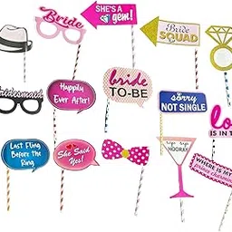 FI - FLICK IN 18 Pcs Bride to Be Photobooth Props Kit Bridal Shower Party Supplies Bride to be Decorations Items (Pack of 18)-picture-52
