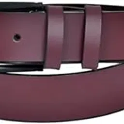 Classic Leather Belt, Burgundy, 1.5 Inch Width, 44 Inch Length, Black Buckle, Casual Dress Style-picture-35