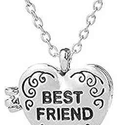 Heart Locket for Women Silver Heart Locket Open-Able Style Best Friends Necklace Chain Pendant for Girls and Women.Bestie Gift-image-51