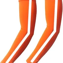 FABLOFT Cooling Arm Sleeves Summer Compression Sleeves for Cycling Fishing Gardening orange-picture-10
