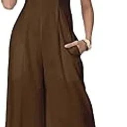 moomaya Wide Leg Jumpsuit for Women, Sleeveless Printed Cotton Jumpsuit With Pockets-picture-18