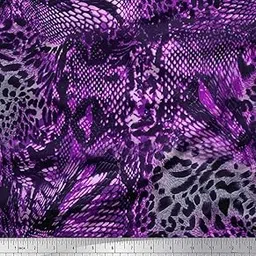Soimoi Purple Polyester Crepe Fabric Fish & Leopard Animal Skin Print Fabric by Meter 42 Inch Wide-picture-16