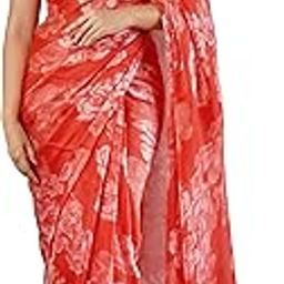 mirchi fashion Women's Chiffon Floral Printed Saree with Blouse Piece-picture-17