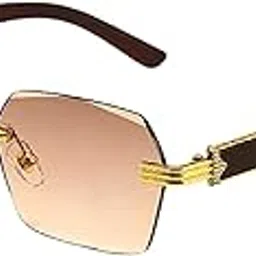 augen Retro Rimless Rectangle Sunglasses | Unisex 90s Frameless Vintage Square Shades | UV Protection Fashion Eyewear for Men & Women Unisex Medium Size (226)-picture-39