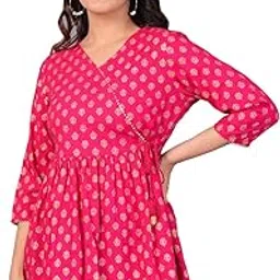 ethfab Women's Viscose Rayon Floral Print Casual V-Neck Pink Tunics-picture-27