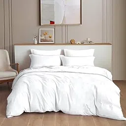TIB 140 TC Glace Cotton Plain Duvet Cover King Size|Blanket Cover Double Bed|Quilt Cover Double Bed with Zipper 140 GSM, 90x100, White-picture-35