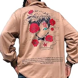zams Naruto Gaara Regular Hoodie - Premium Cotton - Regular Fit with Hooded Neck - Beige Color-picture-51
